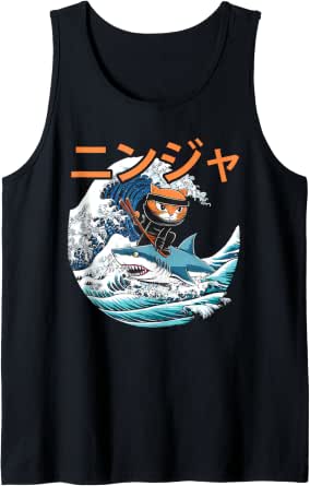 Katakana Ninja Super Wave Requin Débardeur - Image 1