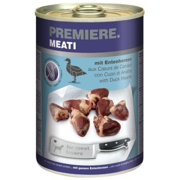 PREMIERE Meati nourriture humide pour chien, adulte Cœur de canard 6x400 g - Image 1