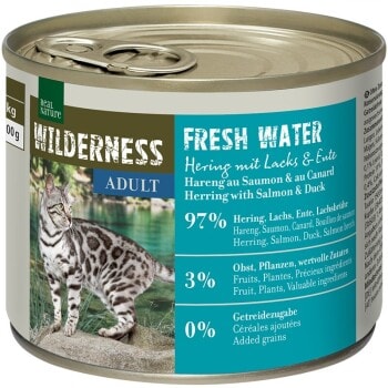 REAL NATURE WILDERNESS Adult Fresh Water Hering au saumon et au canard 6x200 g - Image 1