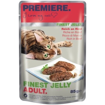 PREMIERE Finest nourriture humide pour chat Jelly Adulte riche en Bœuf 22x85 g - Image 1