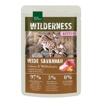 REAL NATURE WILDERNESS Kitten 12 x 85 g Wide Savannah agneau & sanglier 12x85 g - Image 1