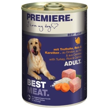PREMIERE Best Meat nourriture humide pour chien, adulte Dinde et légumes 6x400 g - Image 1