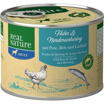REAL NATURE Adult Poulet et hareng de la mer du Nord 6x200 g - Image 1