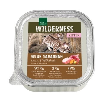 REAL NATURE WILDERNESS Kitten 16 x 100 g Wide Savannah agneau & sanglier 16x100 g - Image 1