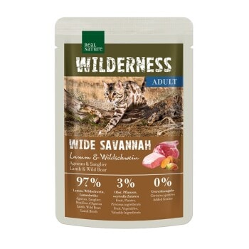 REAL NATURE Wilderness Adult 12 x 85 g Wide Savannah agneau & sanglier 12x85 g - Image 1