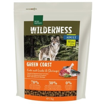 REAL NATURE WILDERNESS Mini Adult Green Coast canard au saumon et aux crevettes 1 kg - Image 1