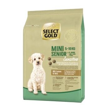 SELECT GOLD Sensitive Croquettes pour chien Mini Senior Agneau et riz 1 kg - Image 1
