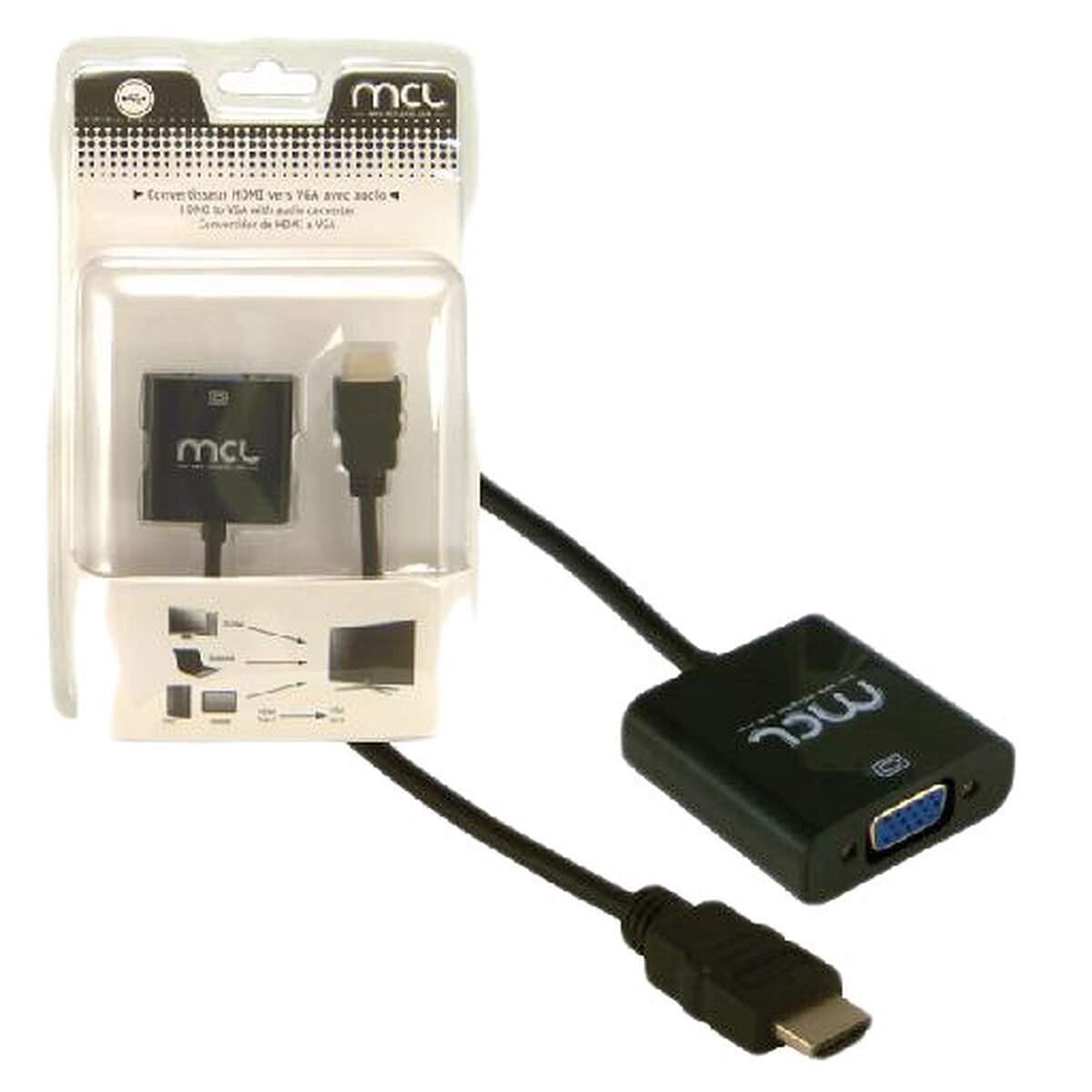 Adaptateur HDMI Mâle / VGA + Jack 3.5 mm femelles - Image 1