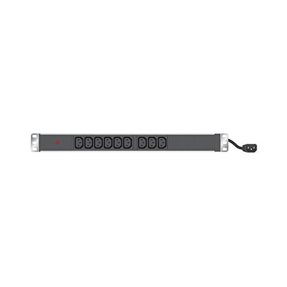 Multiprise rackable pour armoire réseau - longueur 19'' - hauteur 1U - 9 prises IEC C13 - fiche IEC C14 - voyant lumineux - Image 1