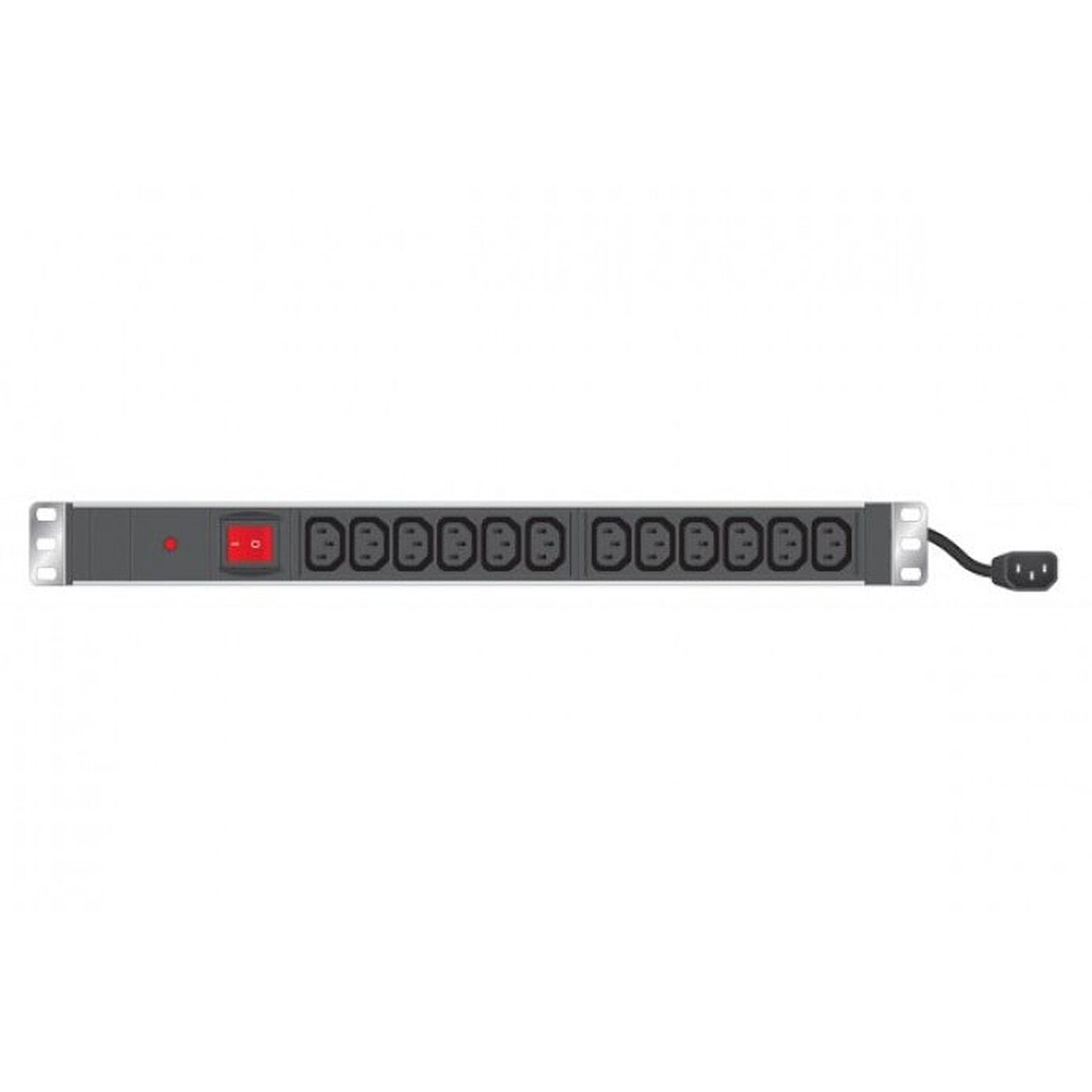 Multiprise rackable pour armoire réseau - 19'' - 1U - 12 x IEC C13 - fiche IEC C14 - interrupteur - voyant lumineux - fusible réarmable - Image 1