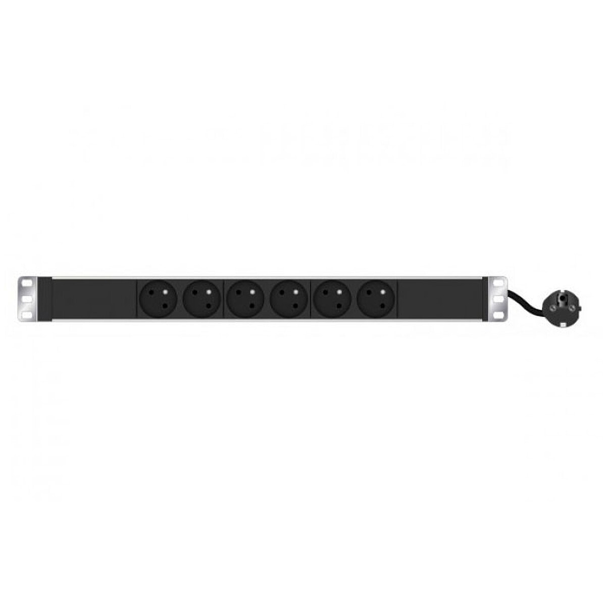 Multiprise rackable pour armoire réseau - longueur 19'' - hauteur 1U - 6 prises CEE 7/5 - fiche CEE 7/7 - Image 1