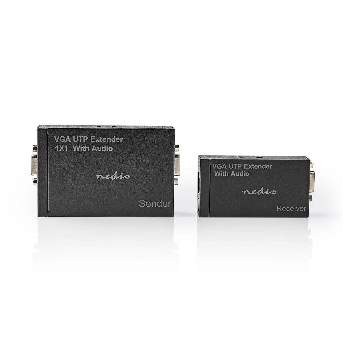 Nedis Transmetteur et récepteur VGA et Extension Audio sur Cat 5e Cat 6 jusqu'à 300 m - Image 1