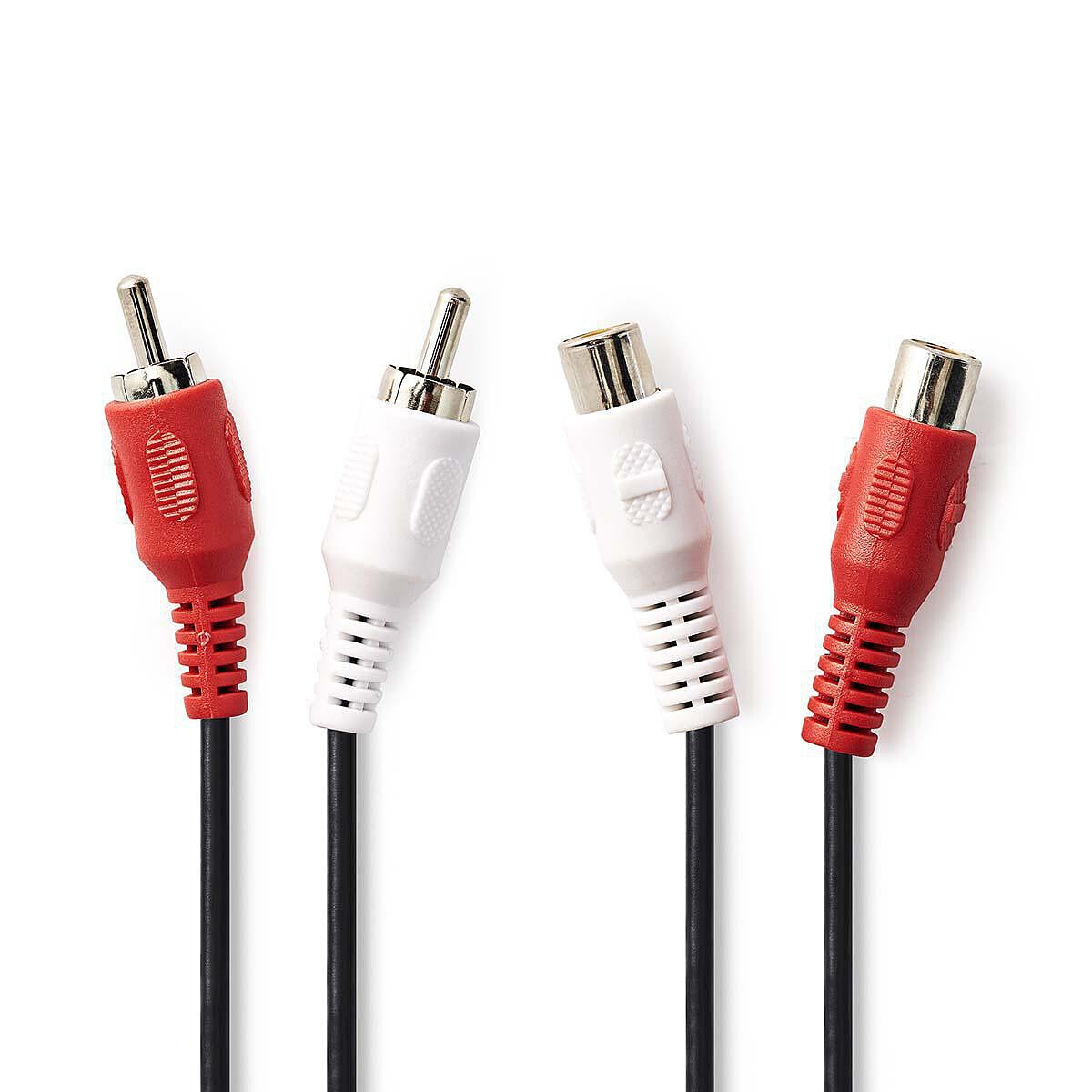 Nedis Câble Audio Stéréo 2x RCA Mâles - 2x RCA Femelles - 2 m - Noir - Image 1