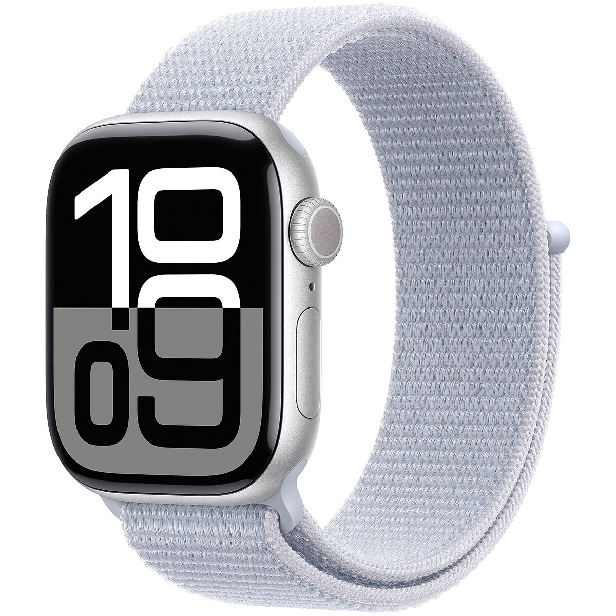 Apple Watch Series 10 GPS + Cellular 42 mm Aluminium Argent Bracelet Sport Textile Nuée Bleue - Image 1