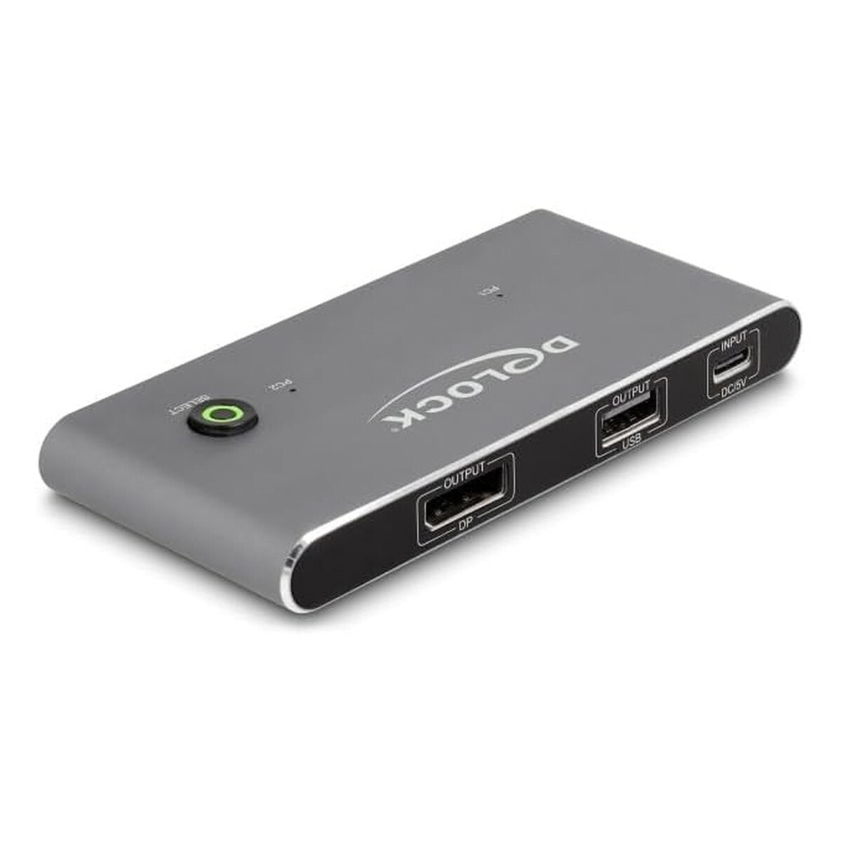 DeLock Commutateur KVM USB-C vers DisplayPort avec 3 ports USB-A 2.0 - 2 ordinateurs (8K@30Hz) - Image 1
