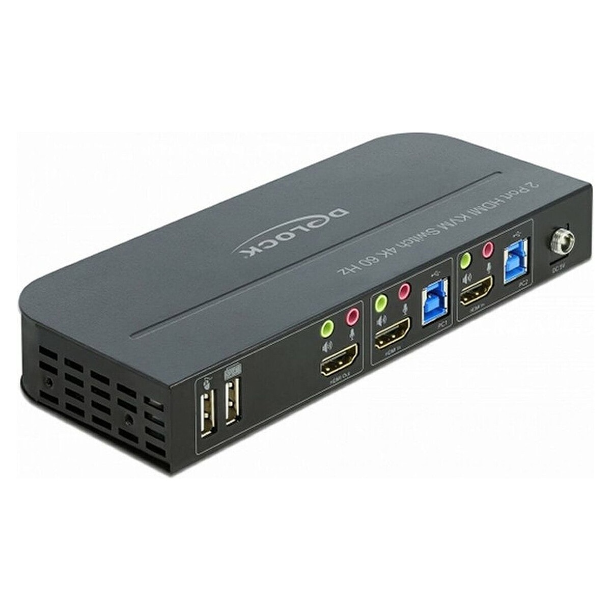 DeLock Switch KVM 2 ports HDMI 4K 60 Hz avec hub USB 3.0 et audio intégré - Image 1