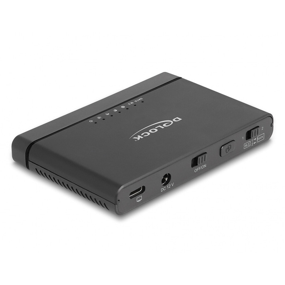 DeLock Convertisseur avec couvercle USB-C pour 1x SSD M.2 NVMe + 1x SATA SSD / HDD avec fonction de Clonage - Image 1