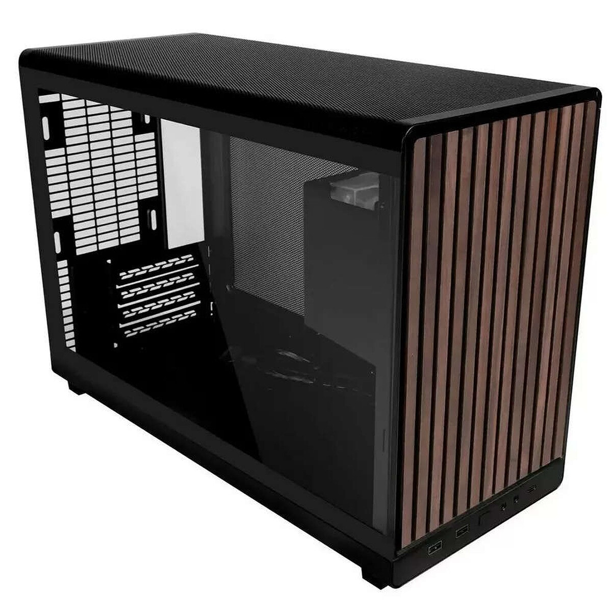 Lian Li A3-mATX Glass (Noir/Bois foncé) - Image 1