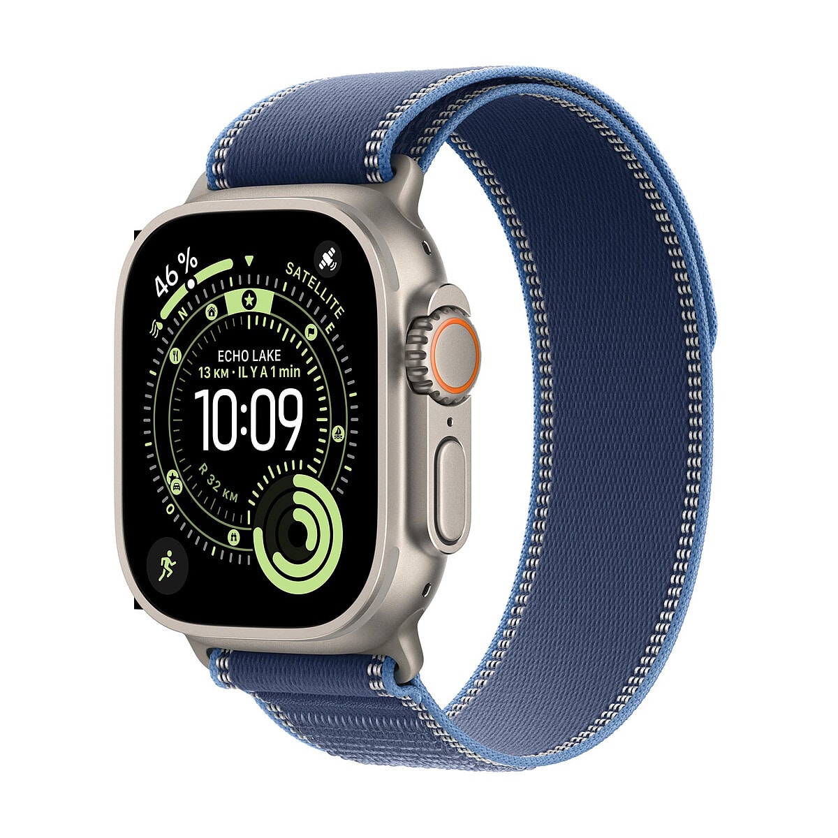 Apple Watch Ultra 3 GPS + Cellular 49 mm Titane Naturel Boucle Trail Bleu/Bleu Vif M/L - Image 1