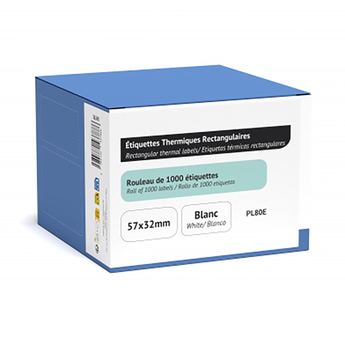UPrint Rouleau de 1000 étiquettes adhésives blanches 57 x 32 mm pour PL80e - Image 1