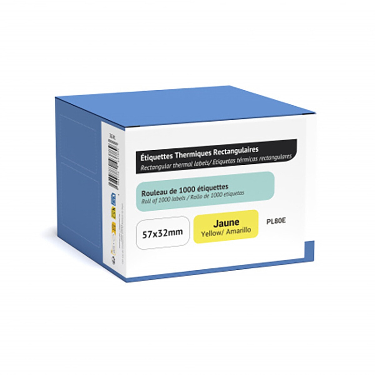 UPrint Rouleau de 1000 étiquettes adhésives jaunes 57 x 32 mm pour PL80e - Image 1