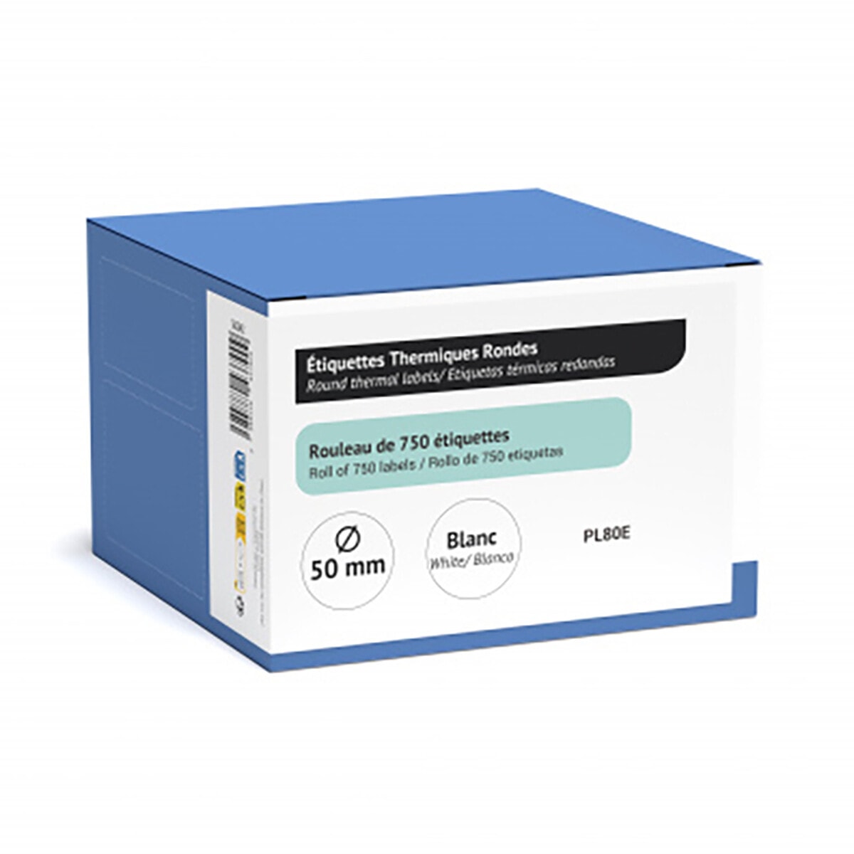 UPrint Rouleau de 750 étiquettes adhésives rondes blanches diamètre 51 mm pour PL80e - Image 1