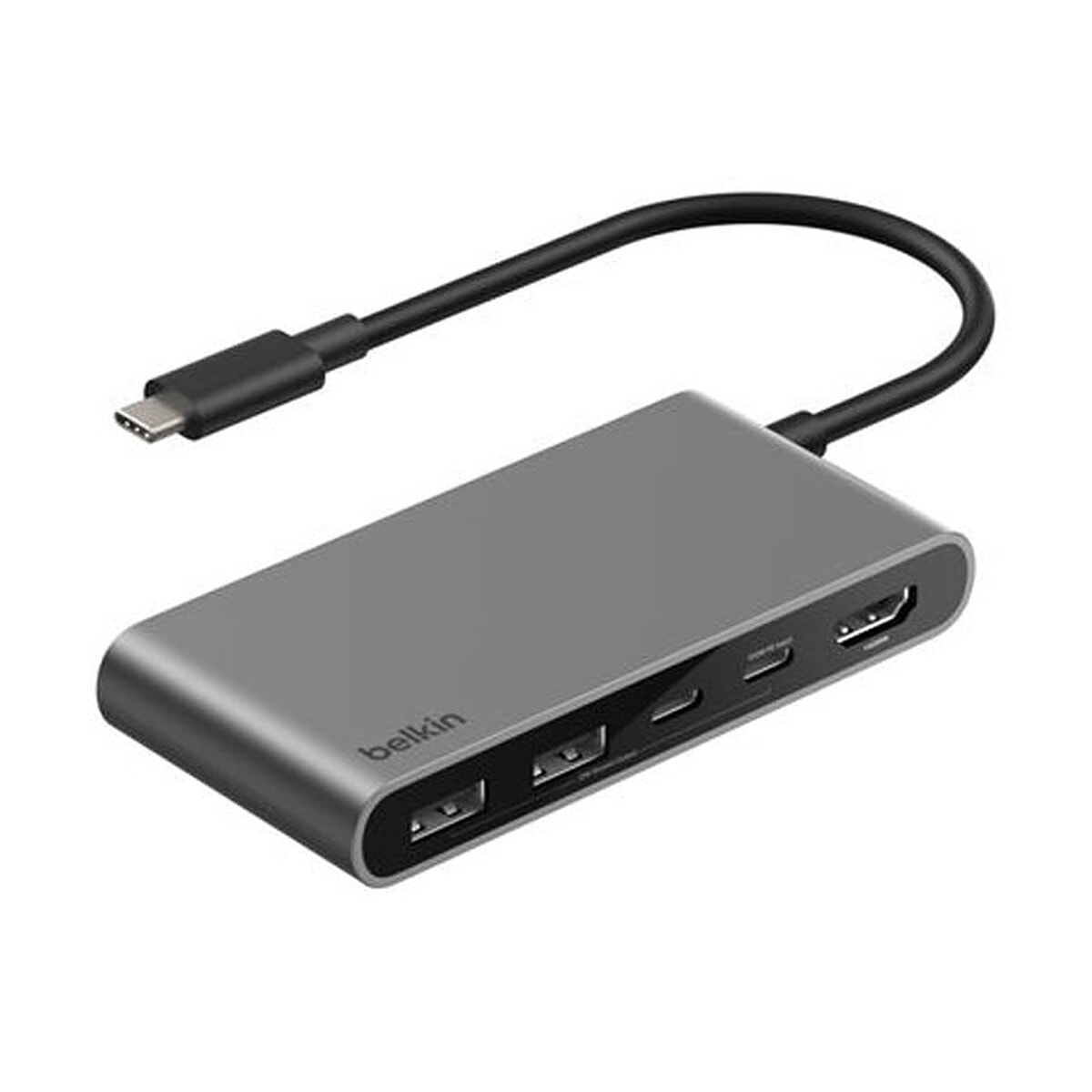 Belkin Hub USB-C avec 1 x HDMI 4K, 2x USB-C, 2x USB-A, 100W Passthrough (Argent) - Image 1