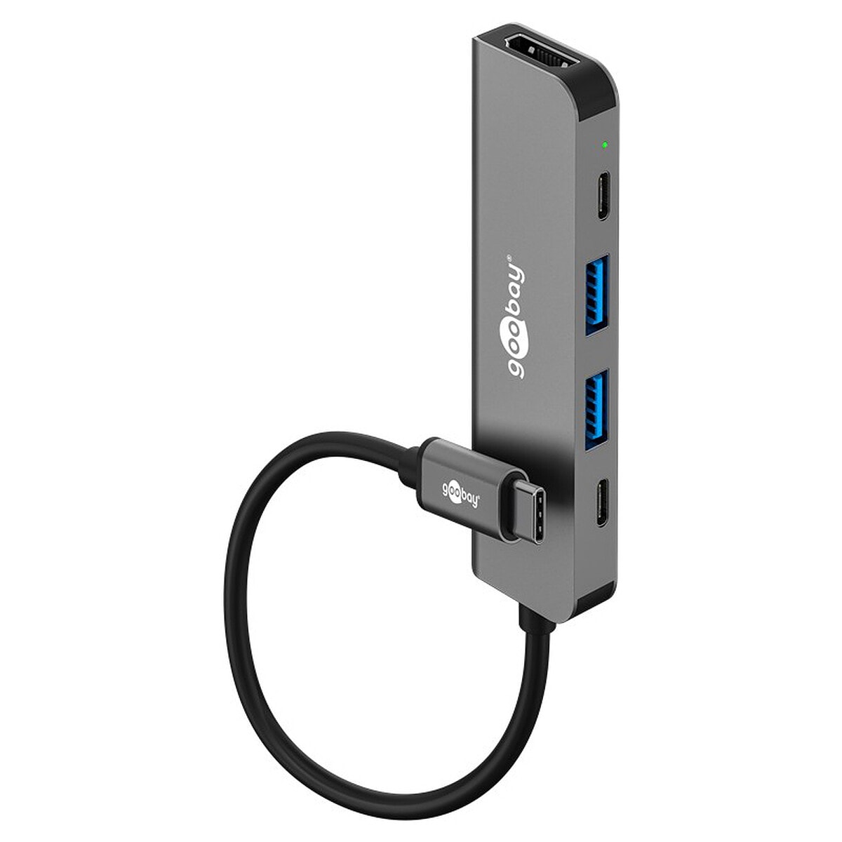 Goobay Hub Slim USB-C vers 1x HDMI, 2x USB-C et 2x USB-A - Power Delivery 100W - Image 1