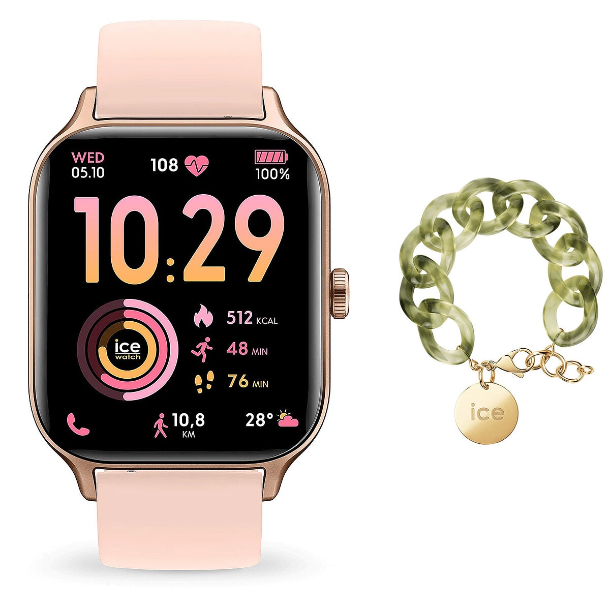 Ice Watch Ice Fit RT 3.0 Rose Or + Bracelet Chaine Opaline Vert OFFERT ! - Image 1