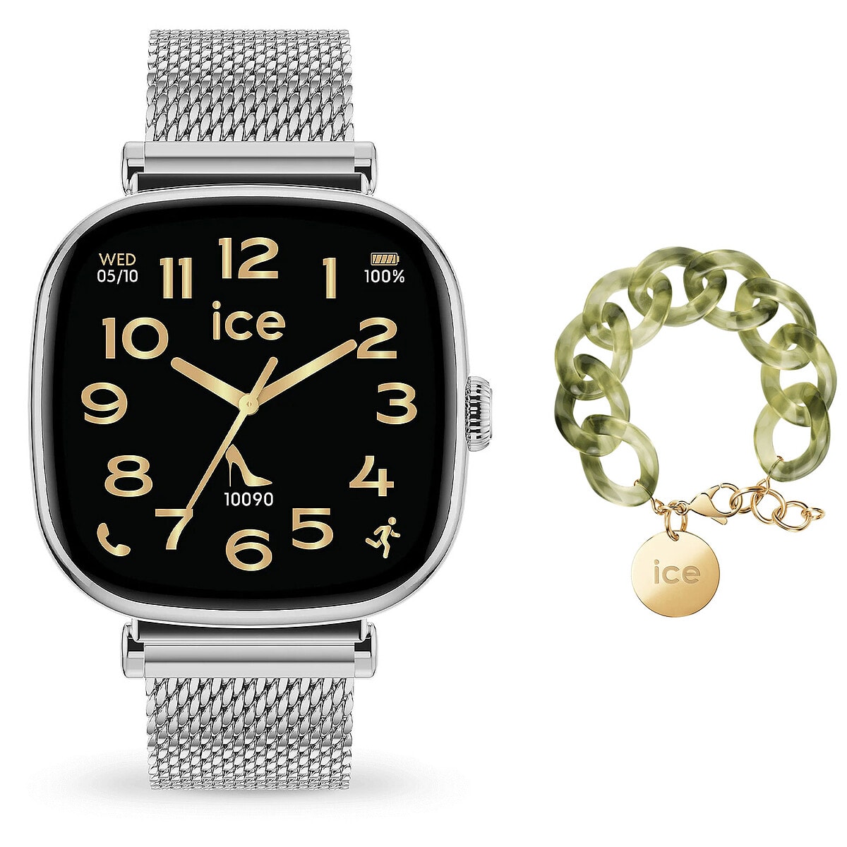 Ice Watch Ice Smart SQ 2.0 1.7 Argent + Bracelet Chaine Opaline Vert OFFERT ! - Image 1