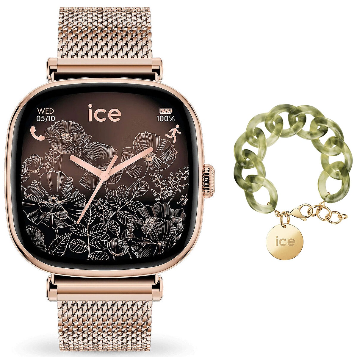 Ice Watch Ice Smart SQ 2.0 1.7 Or/Rose + Bracelet Chaine Opaline Vert OFFERT ! - Image 1