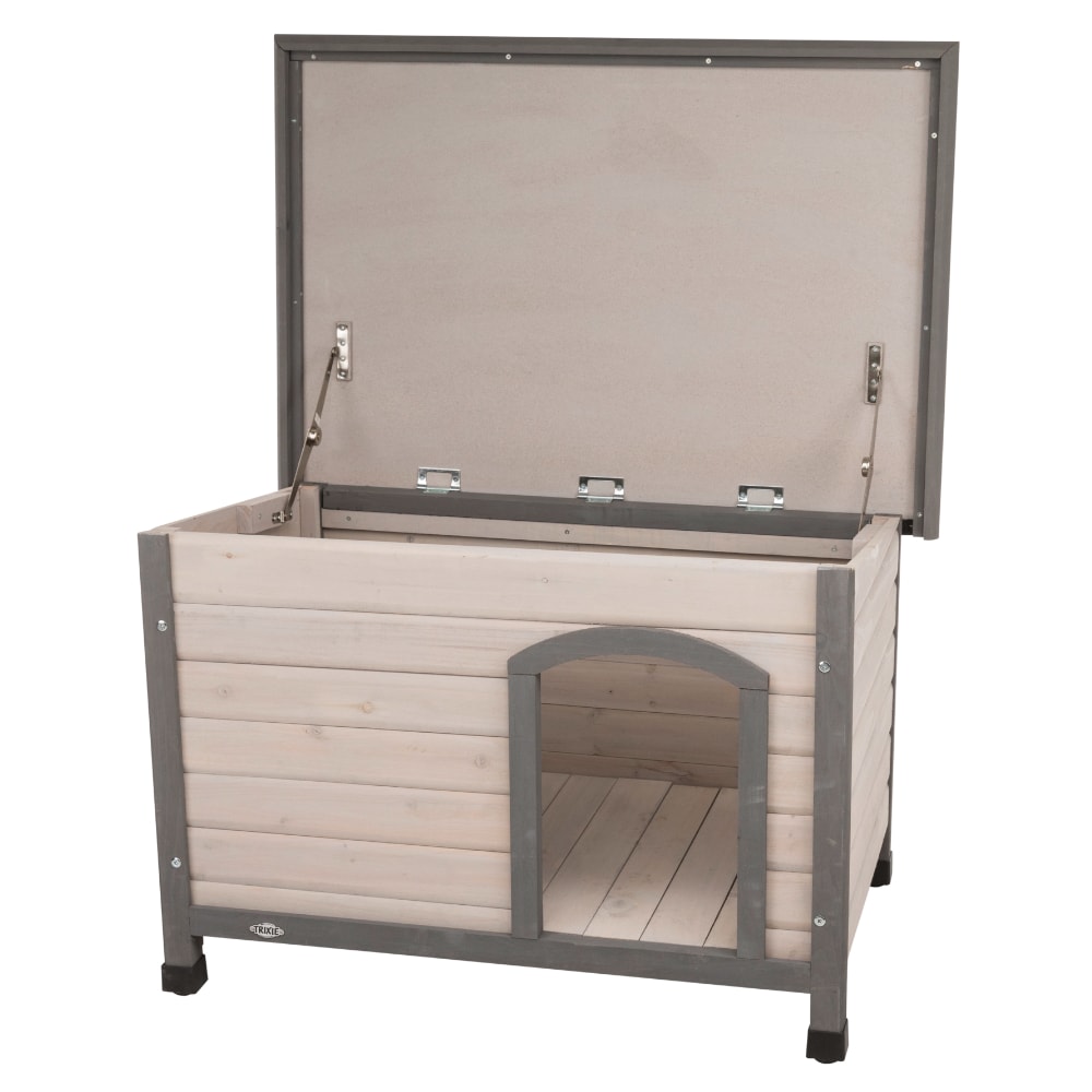 Caseta de madera Trixie Natura Classic de techo plano para perros - S-M, gris: 85 x 60 x 58 cm (An x P x Al) - Image 1