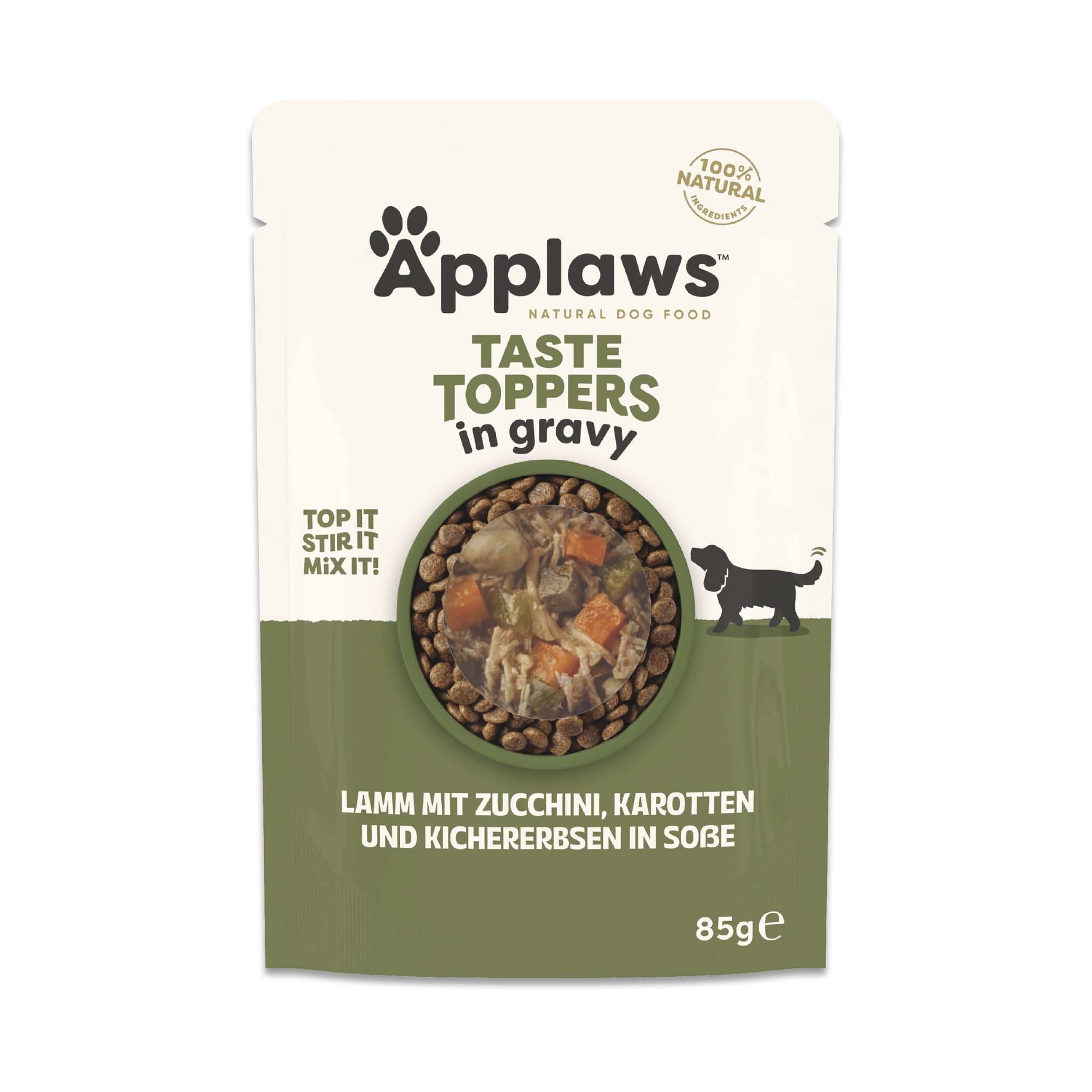 Applaws Taste Toppers en bolsitas en salsa 12 x 85 g - Cordero, zanahoria, calabacín y garbanzos - Image 1