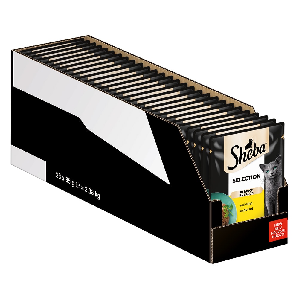 Sheba Receta única 28 x 85 g en sobres comida húmeda para gatos - Selección en salsa con pollo - Image 1