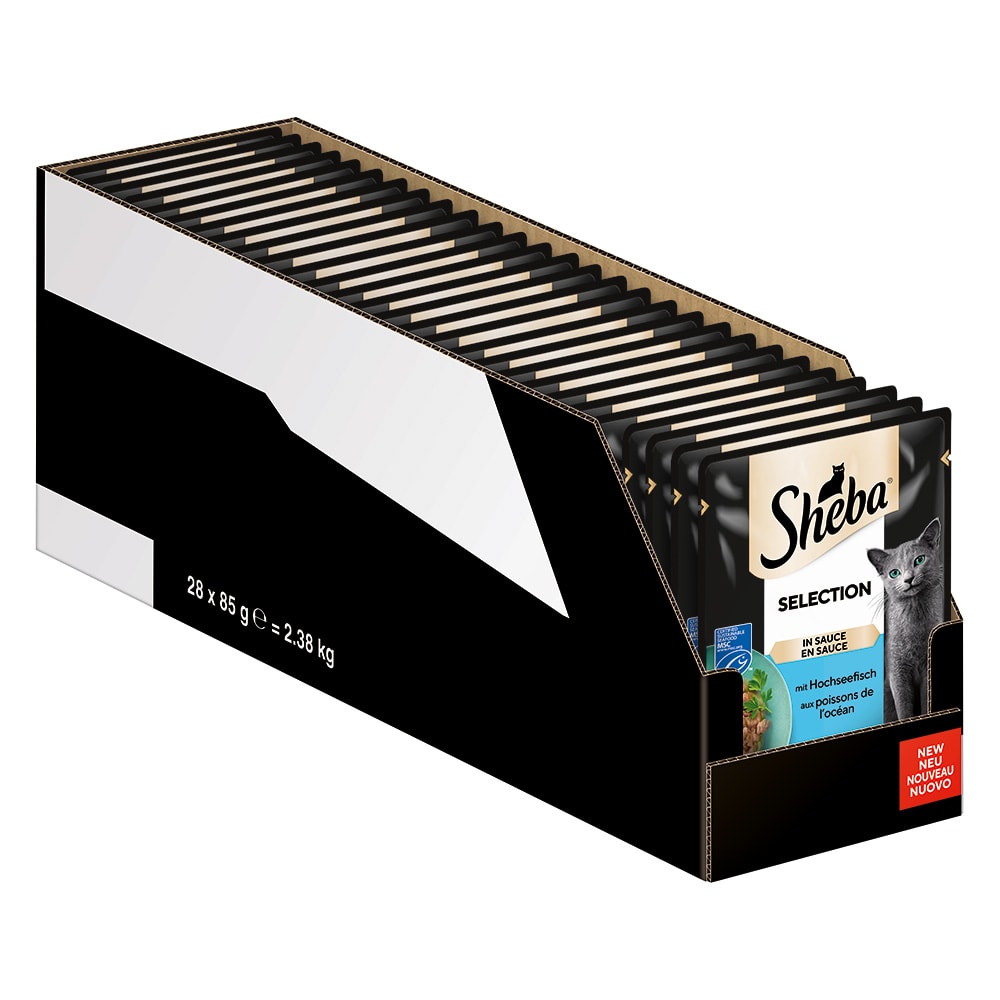 Sheba Receta única 28 x 85 g en sobres comida húmeda para gatos - Selección en salsa con pescado de alta mar - Image 1