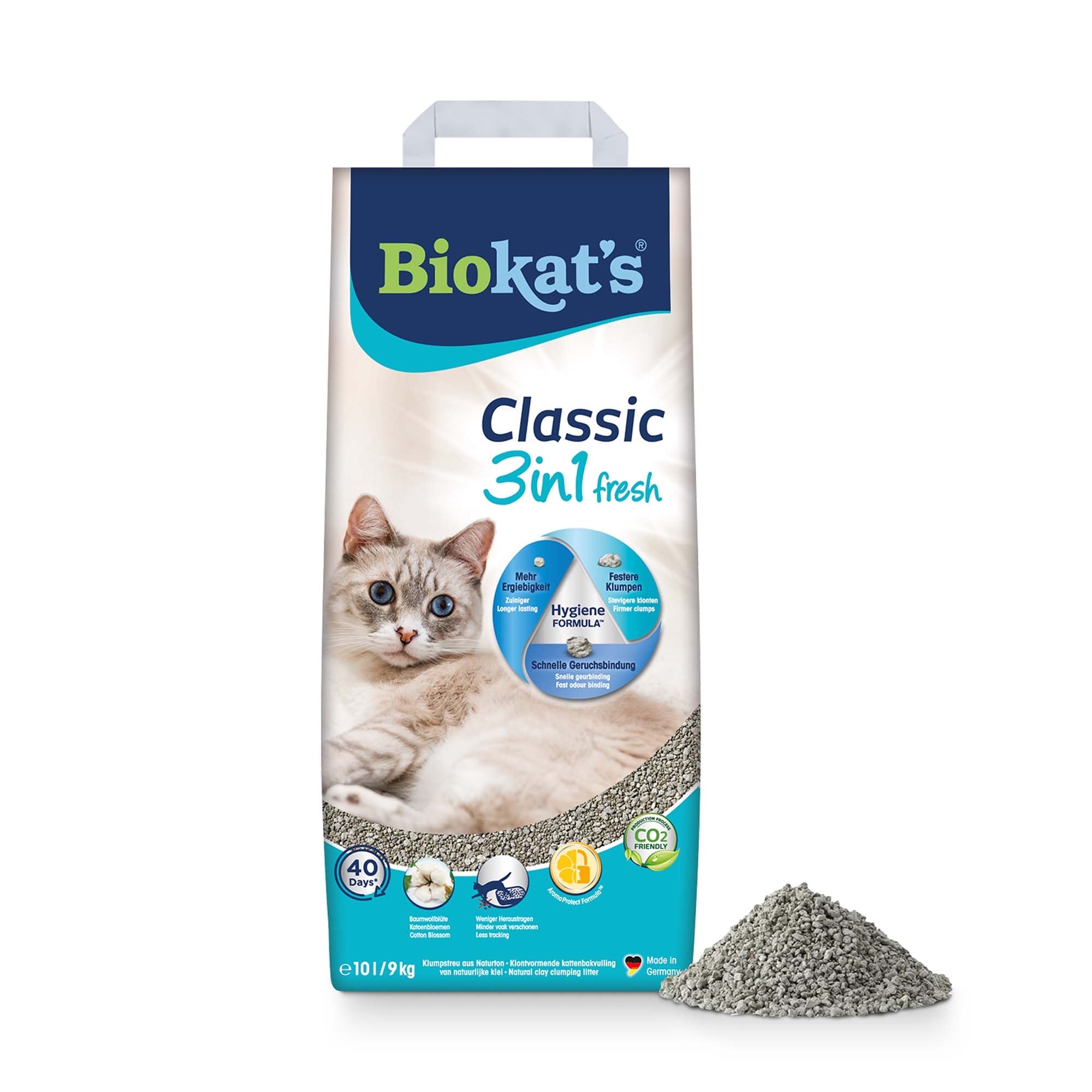Biokat's Classic Fresh 3 en 1 arena aglomerante aroma a algodón 2 x 10 l - Pack ahorro - Image 1