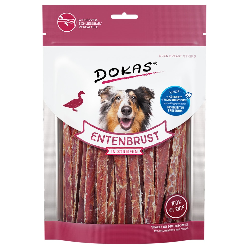 Dokas snacks de carne - Tiras de pechuga de pato - 3 x 250 g - Pack Ahorro - Image 1