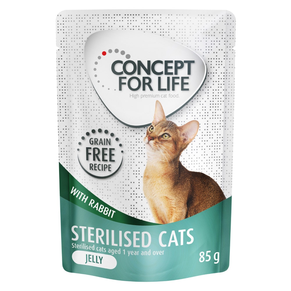 Concept for Life Sterilised Cats sin cereales con conejo en gelatina - 48 x 85 g - Pack Ahorro - Image 1