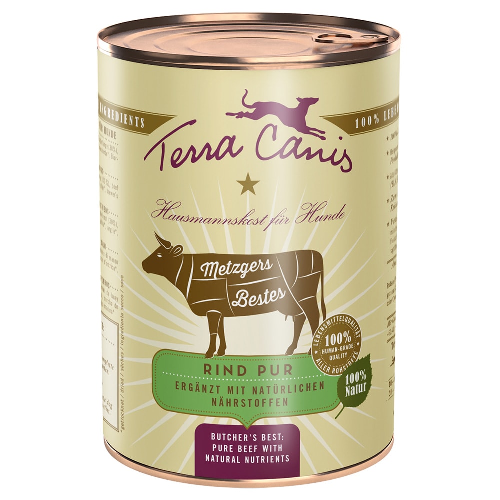 Terra Canis Carne Pura 12 x 400 g Pack Ahorro - Vacuno puro - Image 1