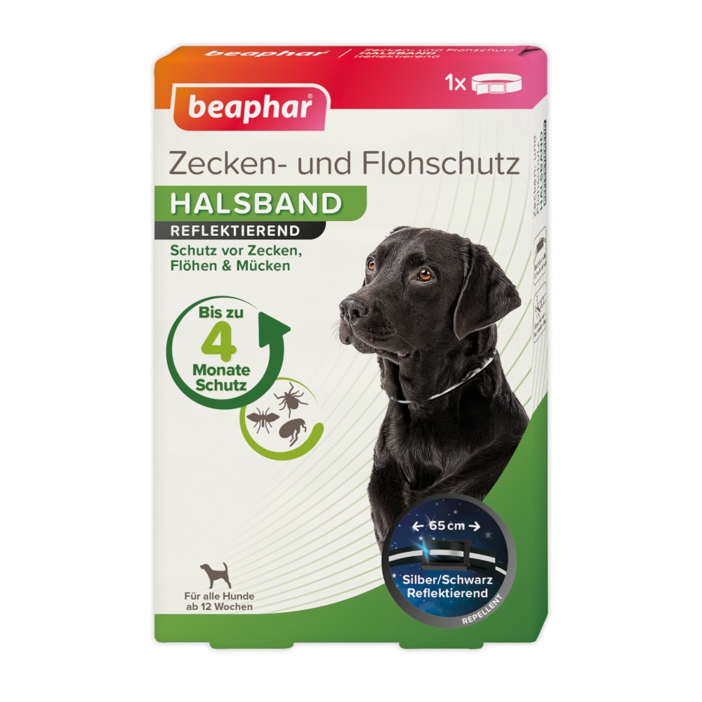 beaphar Collar reflectante antigarrapatas y antipulgas para perros - 2 x aprox. 65 cm de circunferencia del cuello - Pack Ahorro - Image 1