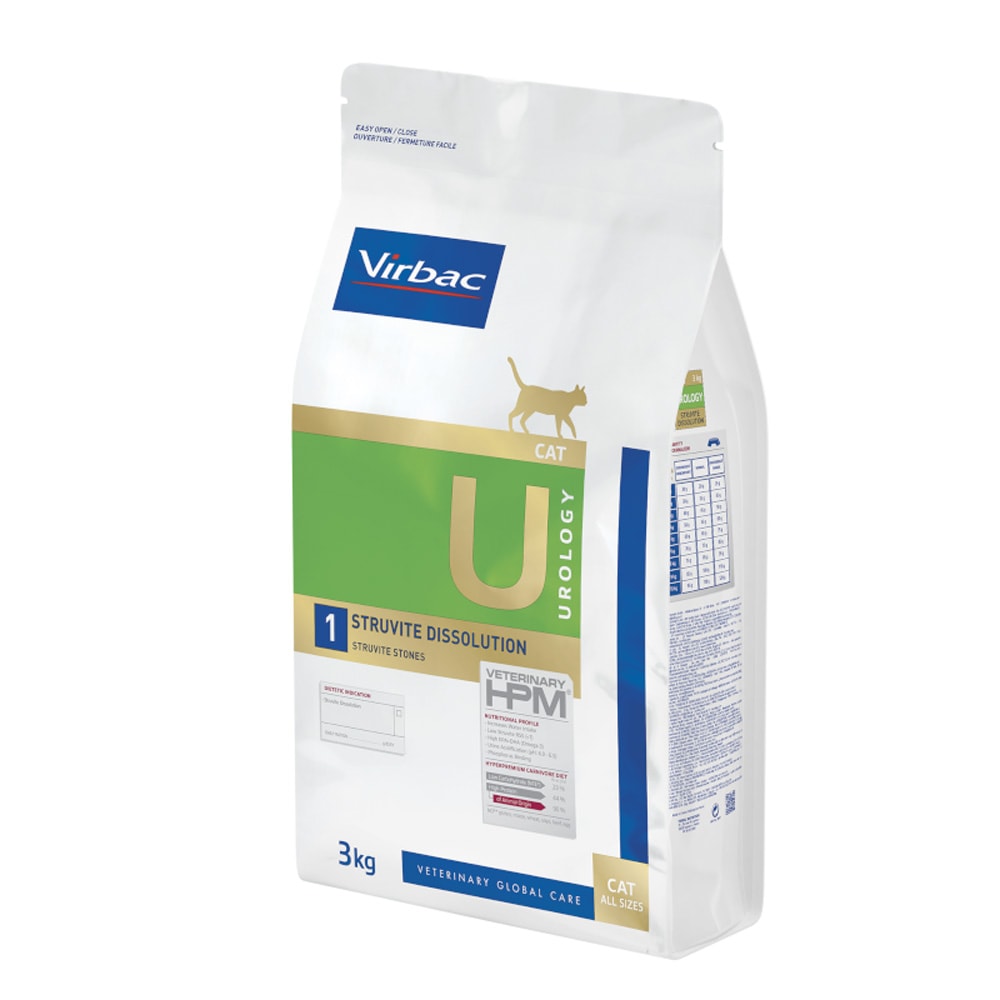 Virbac U1 Veterinary HPM Urology Struvite Dissolution para gatos - 2 x 3 kg - Pack Ahorro - Image 1