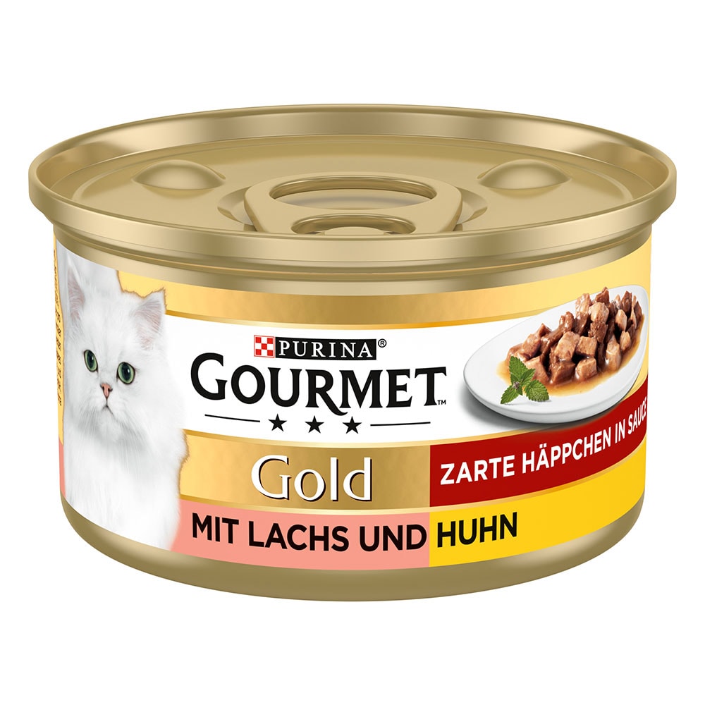 Purina Gourmet Gold Bocaditos en Salsa 48 x 85 g - Pack Ahorro - Salmón y pollo - Image 1