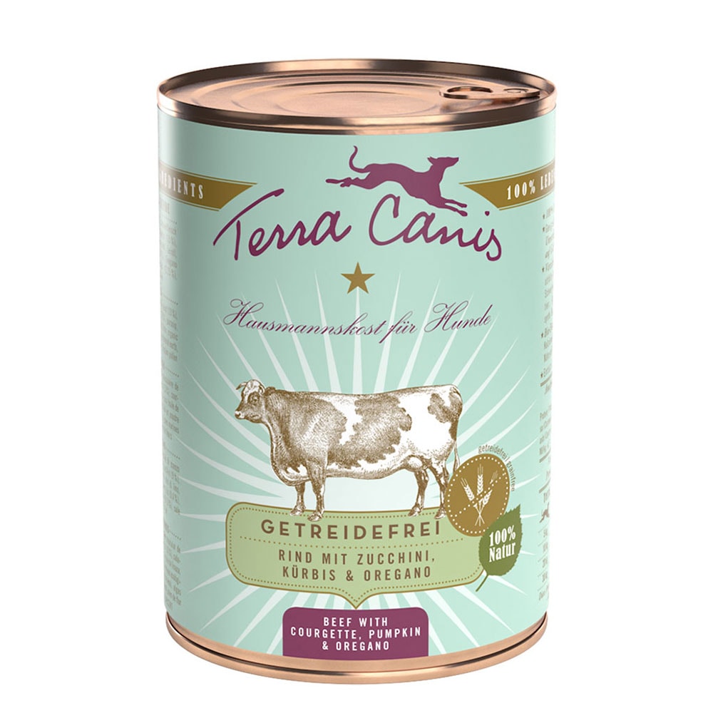 Terra Canis sin cereales 6 x 400 g - Vacuno con calabacín, calabaza y orégano - Image 1
