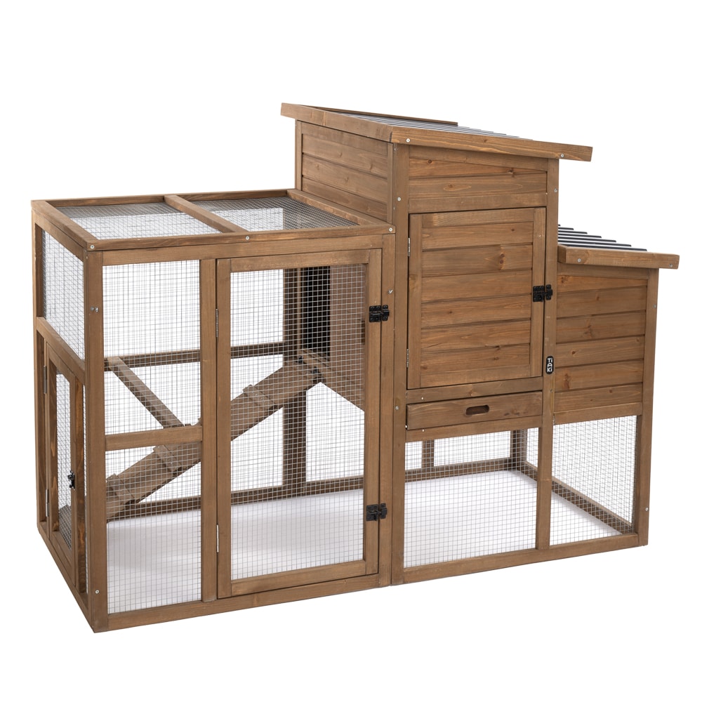 Gallinero de madera TIAKI Ranch (opcionalmente extensible) - Gallinero con reciento abierto integrado: 156 x 79,5 x 116,3 cm (L x An x Al) - Image 1