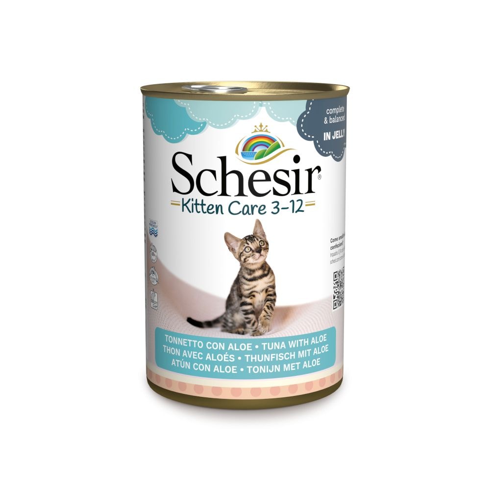 Schesir Kitten Atún con aloe vera en gelatina - 12 x 140 g - Pack Ahorro - Image 1