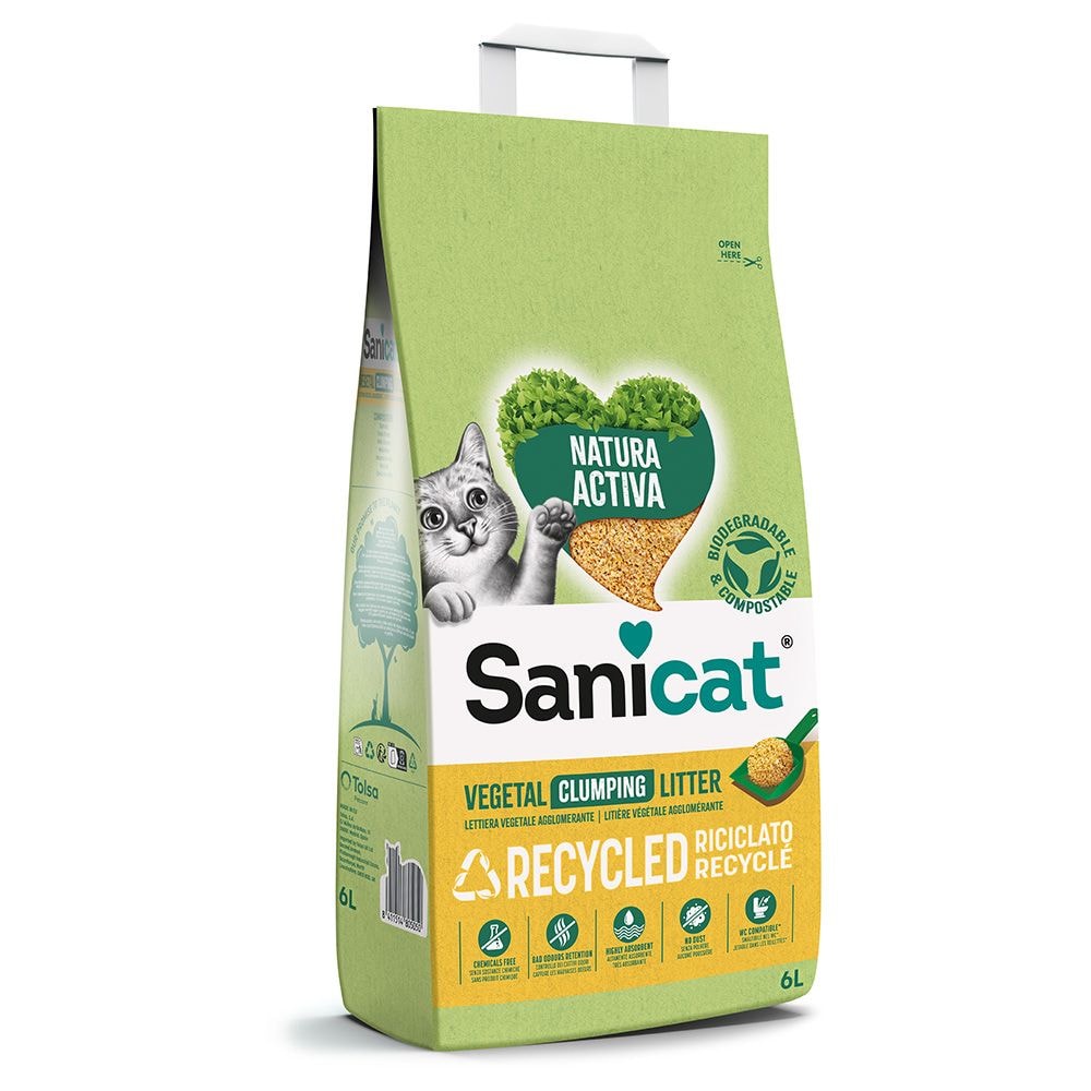 Sanicat arena para gatos - Pack Ahorro - Natura Activa Corn Cob arena absorbente - 2 x 6 l - Image 1