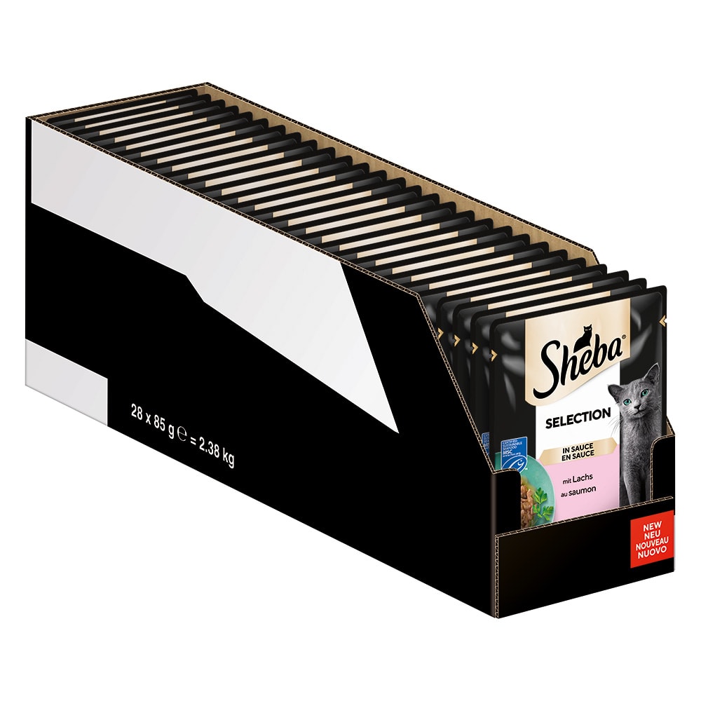 Sheba Receta única 28 x 85 g en sobres comida húmeda para gatos - Selección en salsa con salmón - Image 1