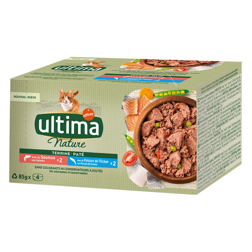 Ultima Nature Paté 40 x 85 g para gatos - Salmón y pescado de mar - Image 1