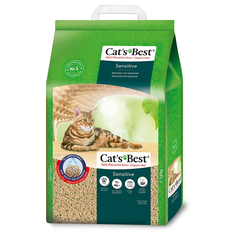 Cat's Best Sensitive arena vegetal aglomerante - 20 l (7,2 kg) - Image 1