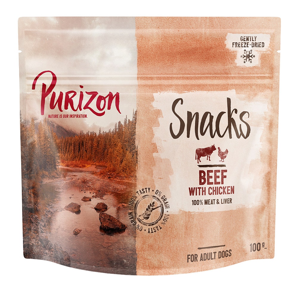 Purizon snacks sin cereales para perros 3 x 100 g - Pack Ahorro - Vacuno con pollo - Image 1